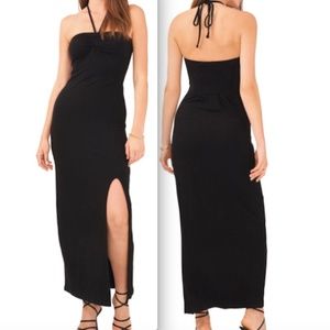 1. STATE Dress Size M Ruched Rib Knit Halter Maxi Travel Resort